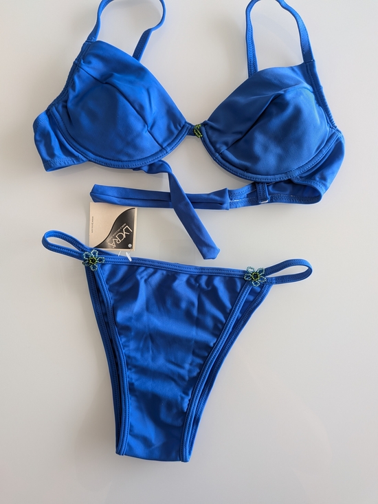 vandalia Other - Blue Lycra Underwired Beaded Bikini Set 2 Piece Women's Swimwear Size S NWT